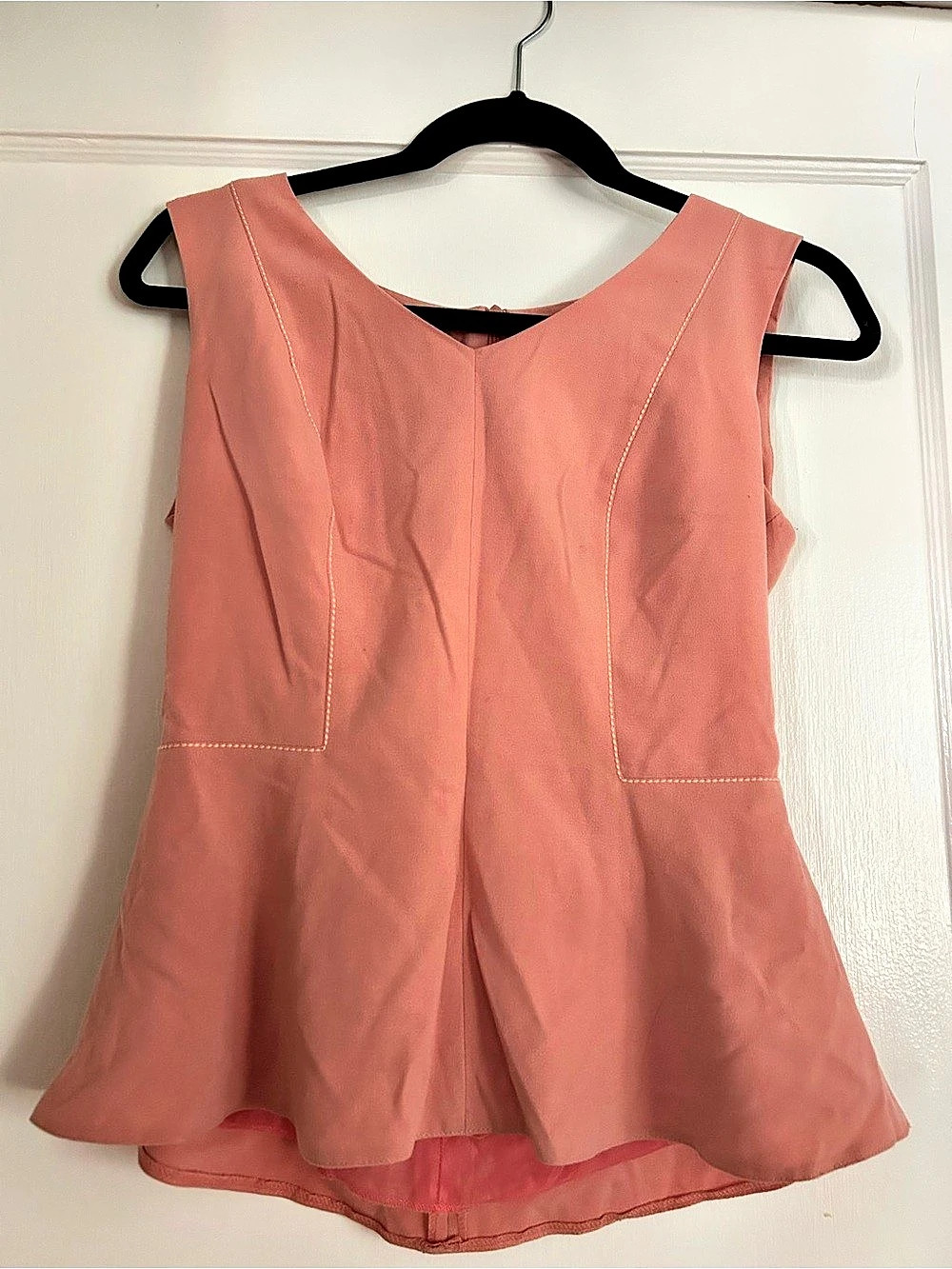 SALSA Dusty/Salmon Pink Peplum Sleeveless Blouse Like New